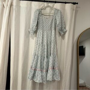 LoveShackFancy Blue Floral Smocked Sundress